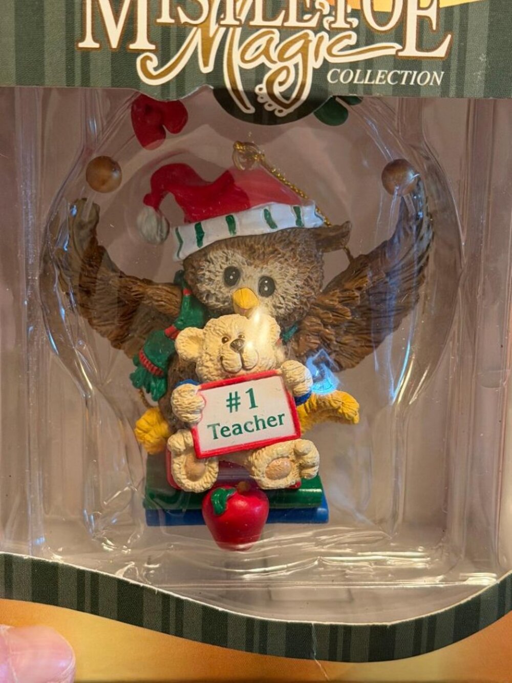 #1 Teacher Ornament, Mistletoe Magic Collection 2003, Owl and Teddy Bear